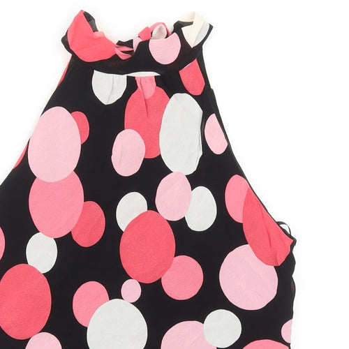 Spirit Womens Black Polka Dot Viscose Basic Blouse Size 12 Round Neck