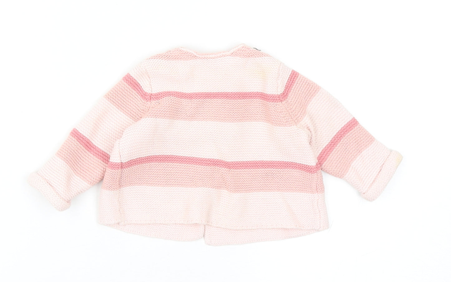 Mothercare Girls Pink Striped Cotton Cardigan Jumper Size 0-3 Months Button