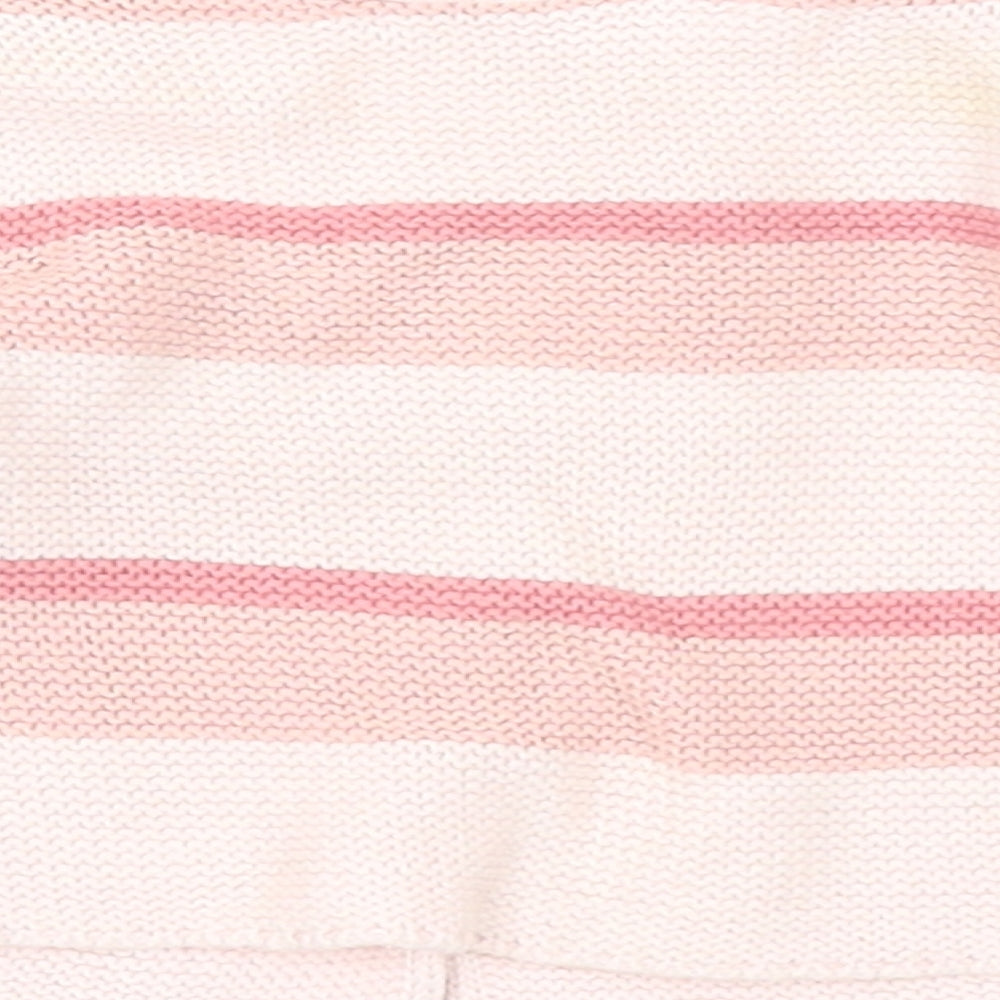 Mothercare Girls Pink Striped Cotton Cardigan Jumper Size 0-3 Months Button