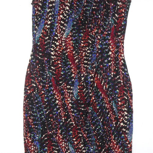 Dorothy Perkins Womens Multicoloured Geometric Viscose Bodycon Size 12 Boat Neck Pullover