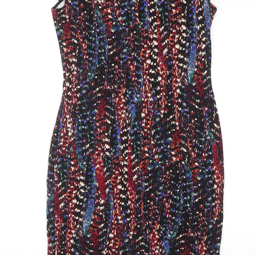 Dorothy Perkins Womens Multicoloured Geometric Viscose Bodycon Size 12 Boat Neck Pullover