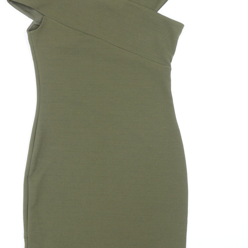 Miss Selfridge Womens Green Polyester Bodycon Size 10 V-Neck Pullover