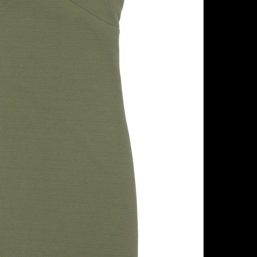 Miss Selfridge Womens Green Polyester Bodycon Size 10 V-Neck Pullover