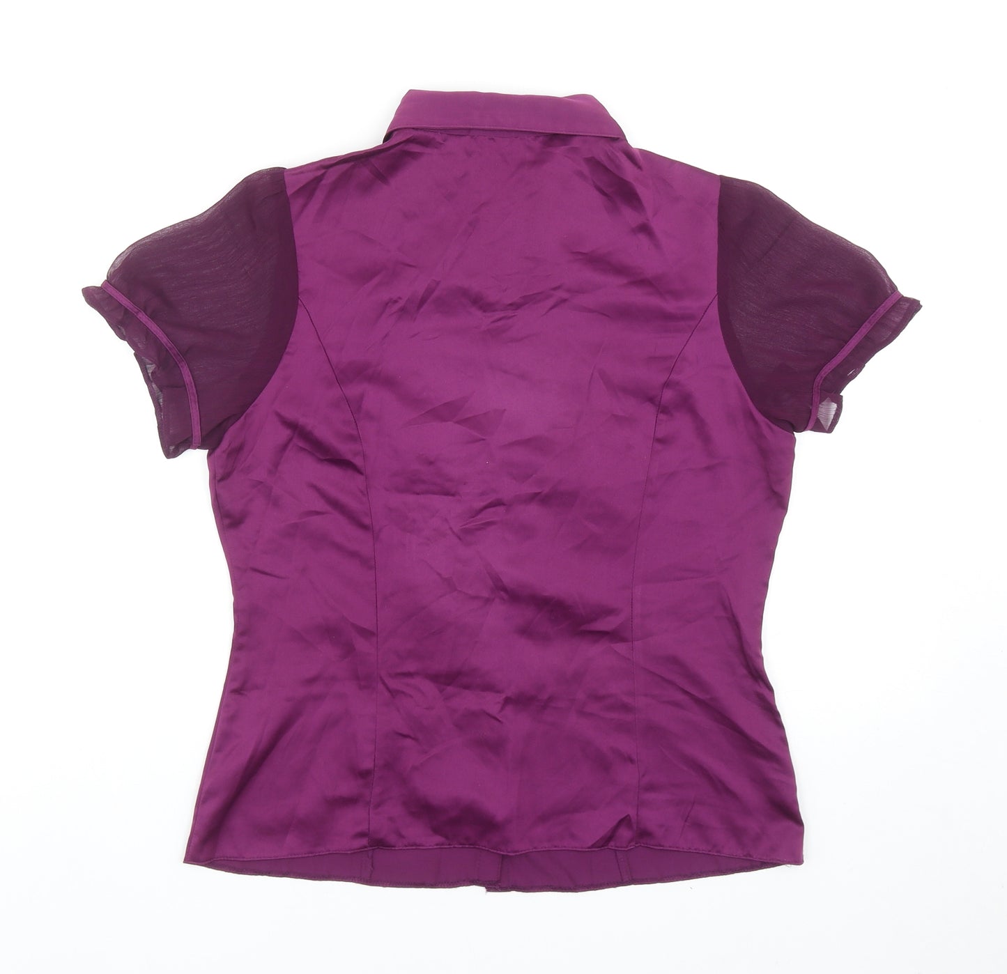 Mia Moda Womens Purple Polyester Basic Button-Up Size 12 Collared