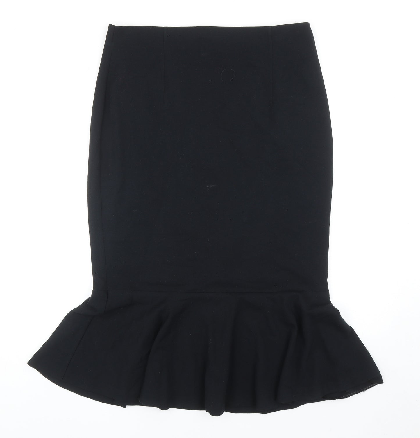 Marks and Spencer Womens Black Polyester Straight & Pencil Skirt Size 14 Zip