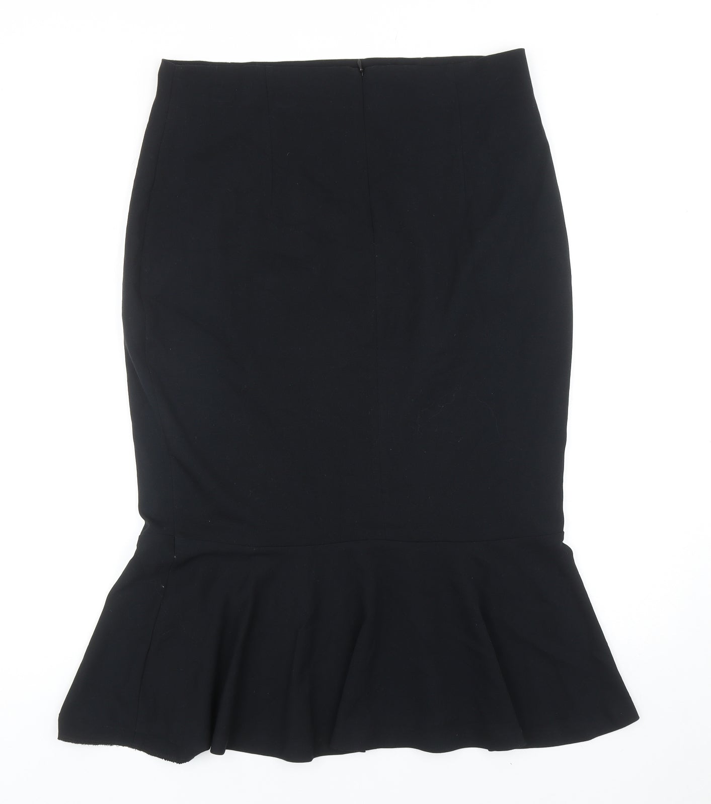 Marks and Spencer Womens Black Polyester Straight & Pencil Skirt Size 14 Zip