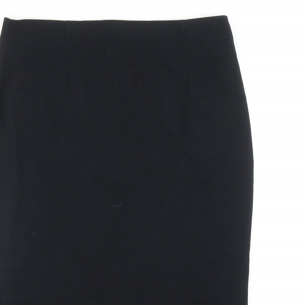 Marks and Spencer Womens Black Polyester Straight & Pencil Skirt Size 14 Zip