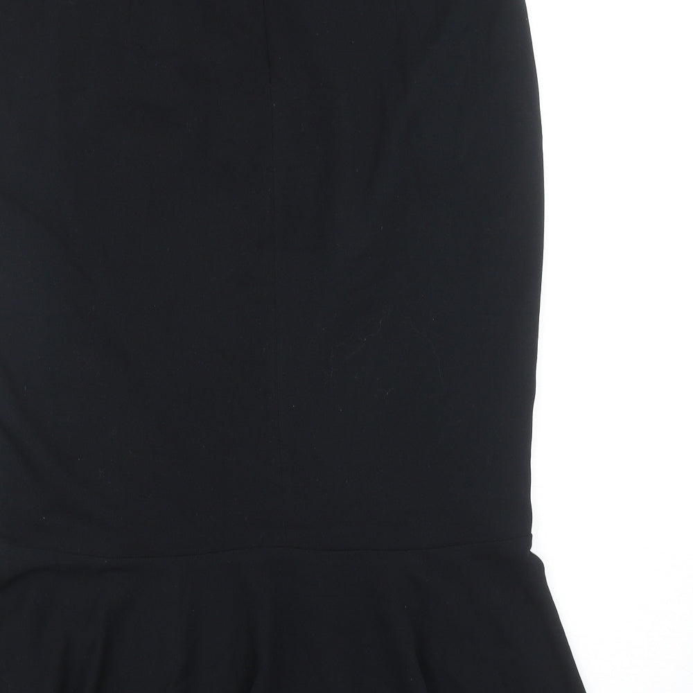 Marks and Spencer Womens Black Polyester Straight & Pencil Skirt Size 14 Zip