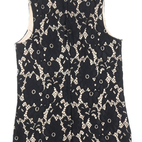 Body Flirt Womens Black Floral Polyamide Basic Blouse Size S V-Neck - Lace Overlay