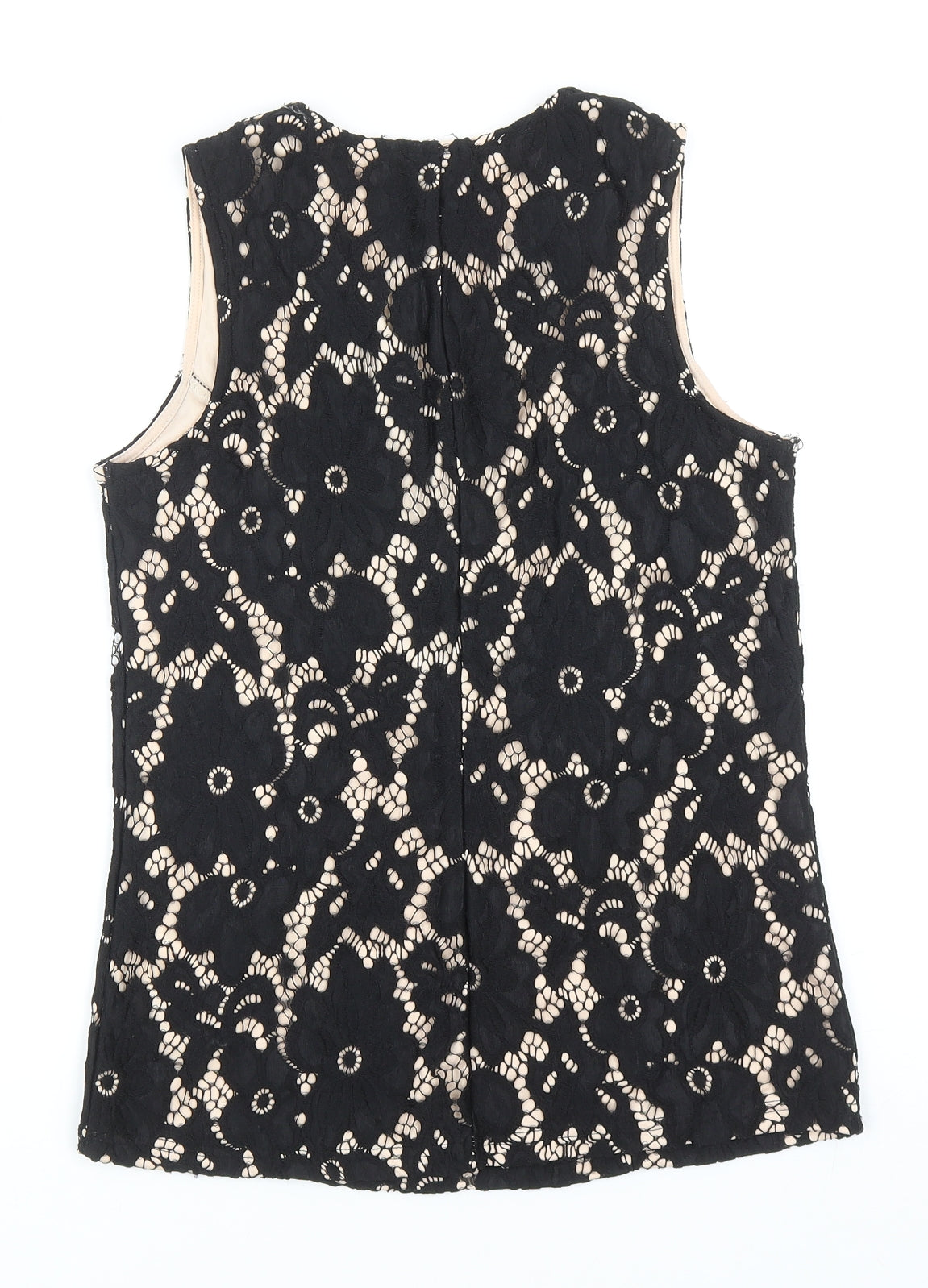 Body Flirt Womens Black Floral Polyamide Basic Blouse Size S V-Neck - Lace Overlay