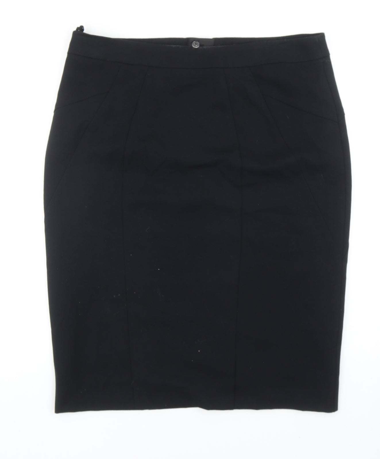 Marks and Spencer Womens Black Polyester Straight & Pencil Skirt Size 14 Button