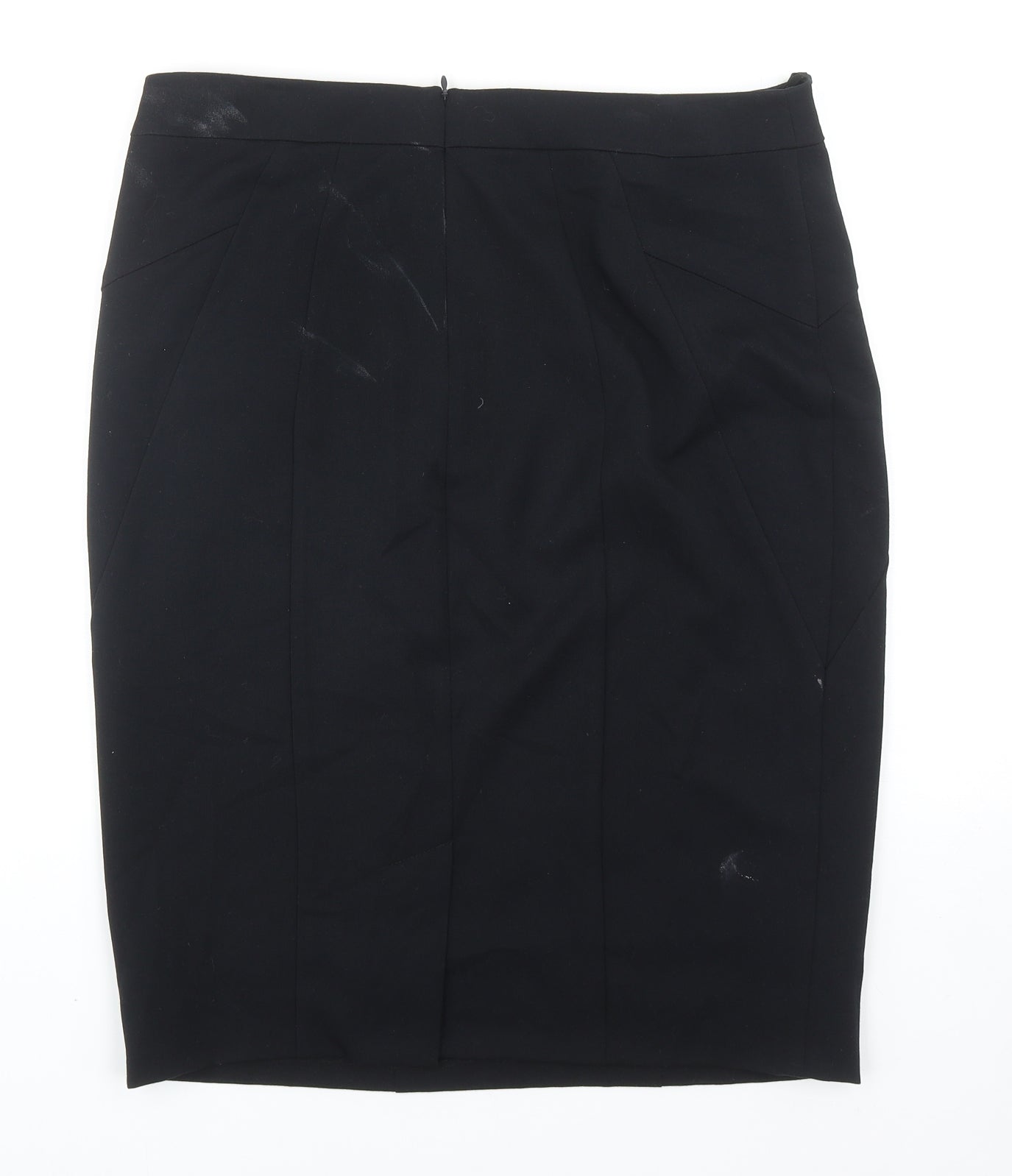 Marks and Spencer Womens Black Polyester Straight & Pencil Skirt Size 14 Button