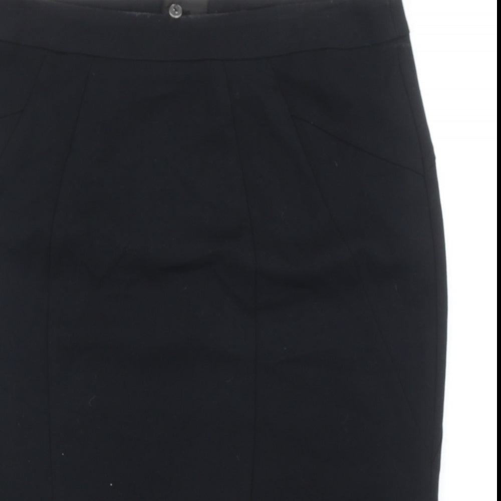 Marks and Spencer Womens Black Polyester Straight & Pencil Skirt Size 14 Button