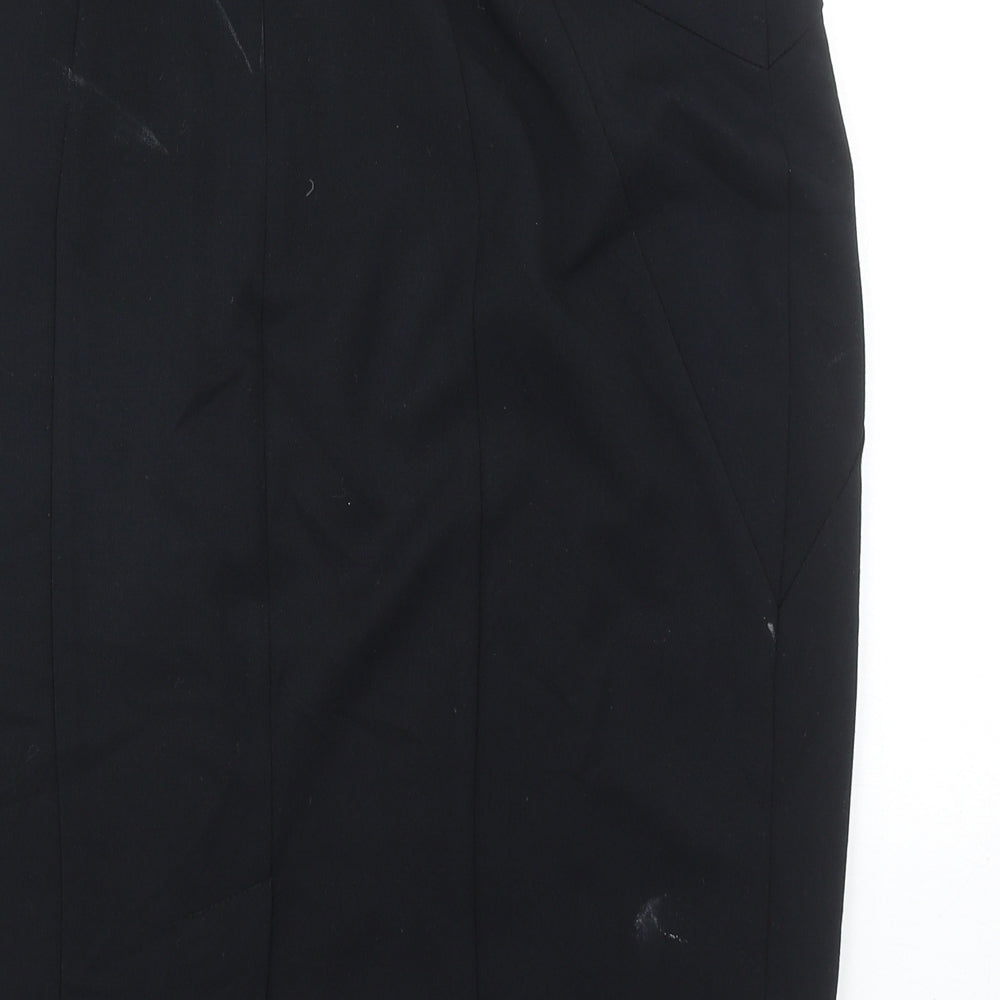 Marks and Spencer Womens Black Polyester Straight & Pencil Skirt Size 14 Button