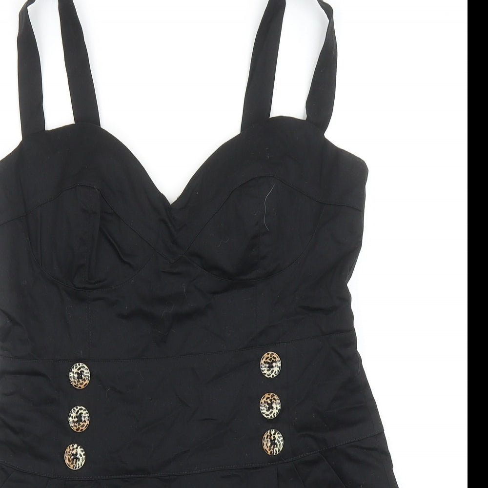 Elise Ryan Womens Black Cotton Playsuit One-Piece Size 14 Zip