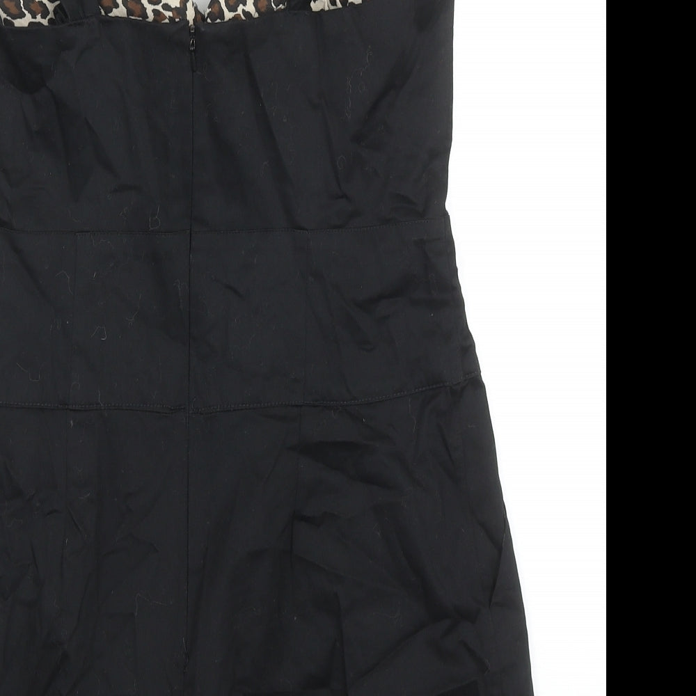 Elise Ryan Womens Black Cotton Playsuit One-Piece Size 14 Zip