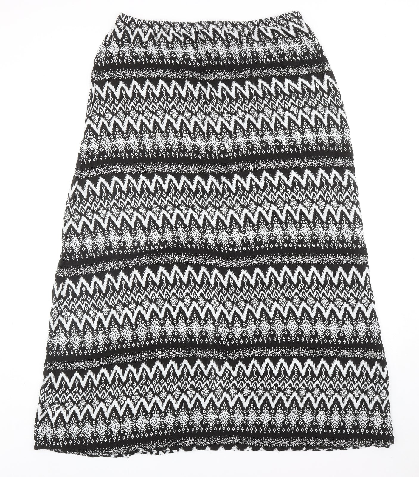 poapaya Womens Black Geometric Viscose A-Line Skirt Size 16 Drawstring