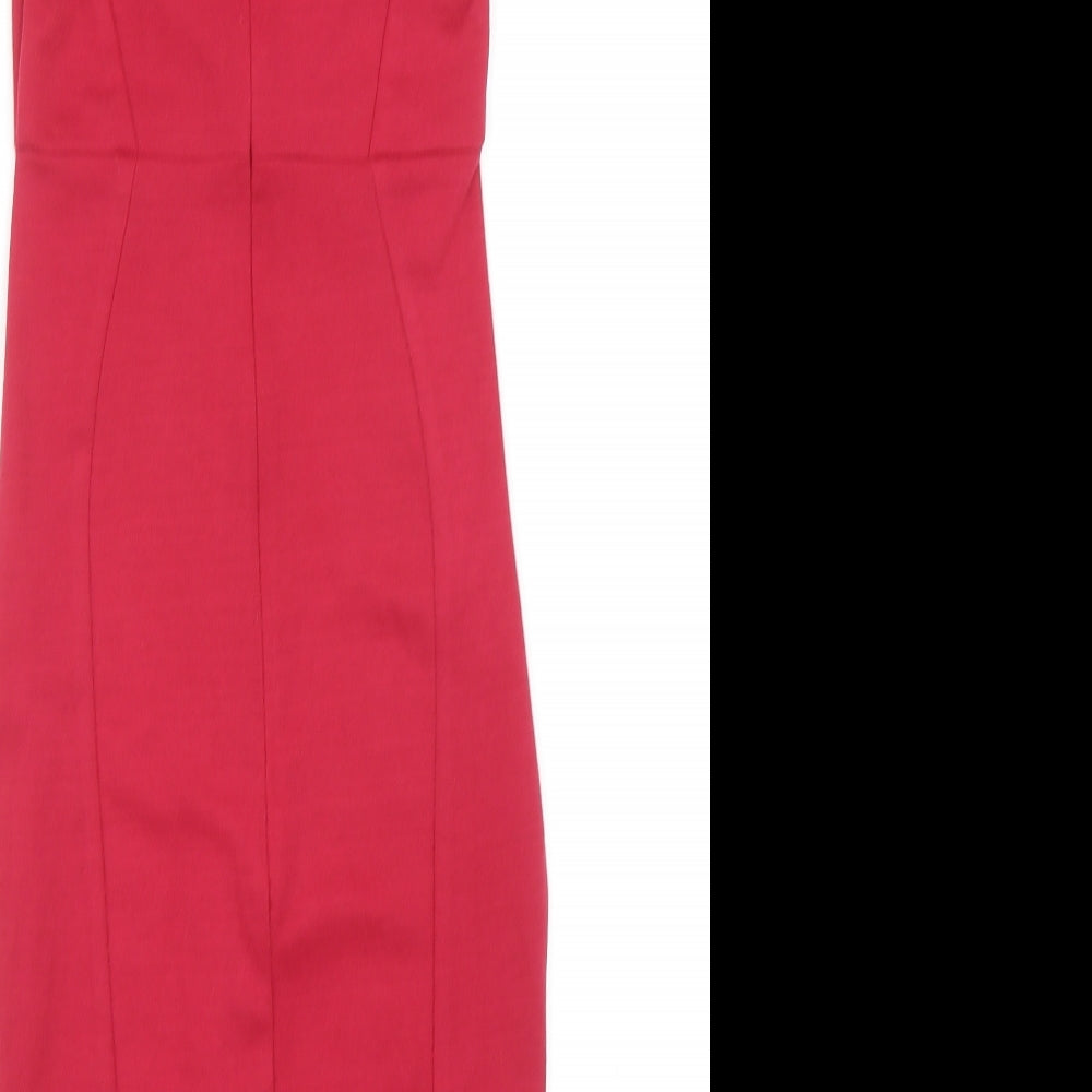 Jane Norman Womens Red Polyester Sheath Size 6 V-Neck Zip