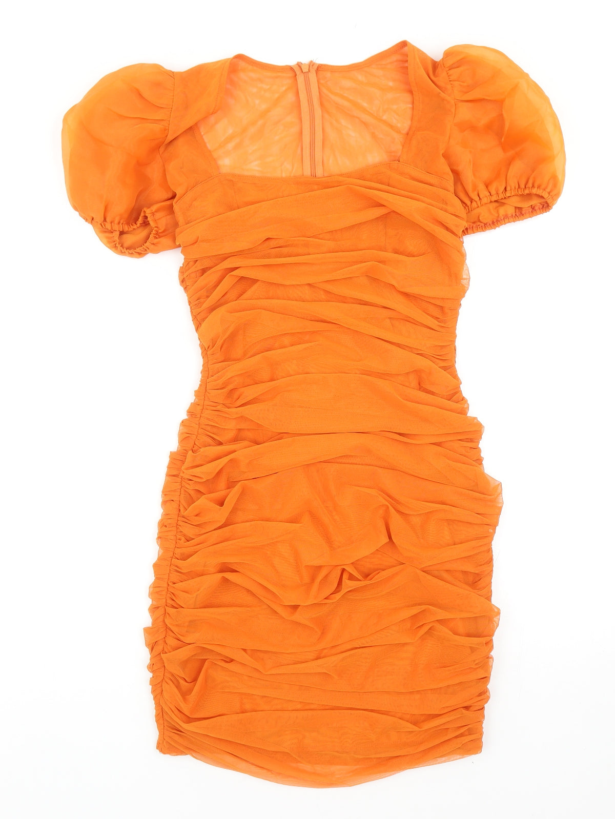 Missguided Womens Orange Polyester Mini Size 8 Scoop Neck Zip