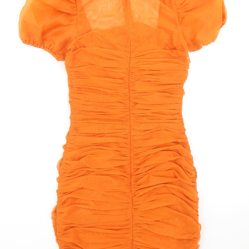 Missguided Womens Orange Polyester Mini Size 8 Scoop Neck Zip