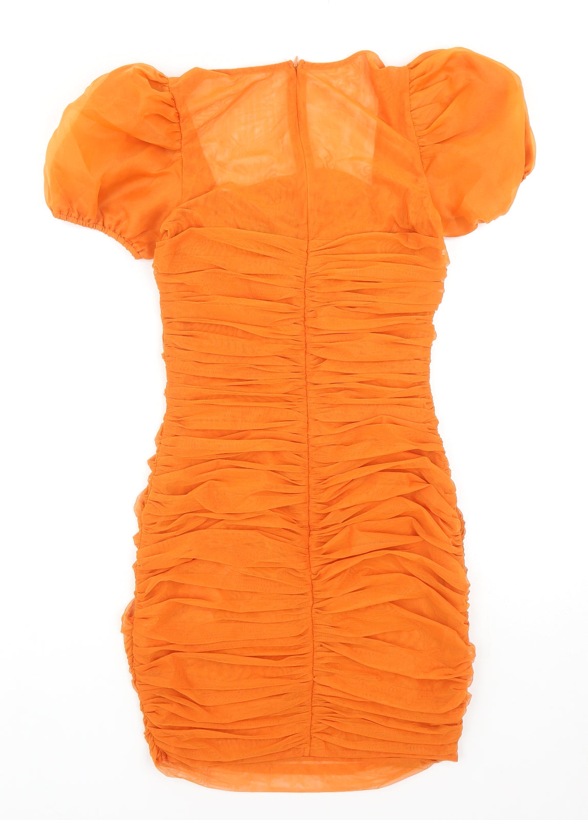 Missguided Womens Orange Polyester Mini Size 8 Scoop Neck Zip