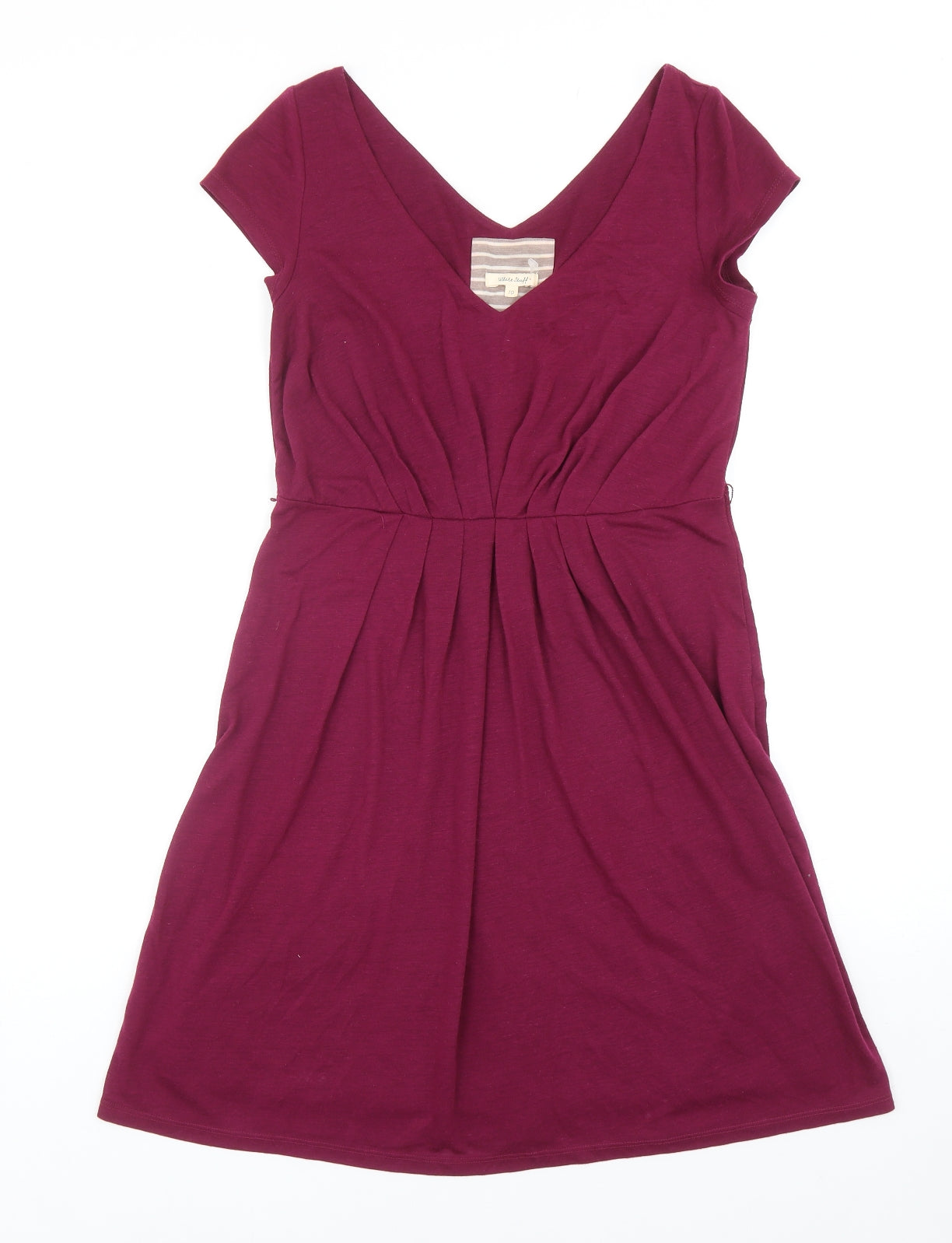 White Stuff Womens Purple Polyester Fit & Flare Size 10 V-Neck Pullover
