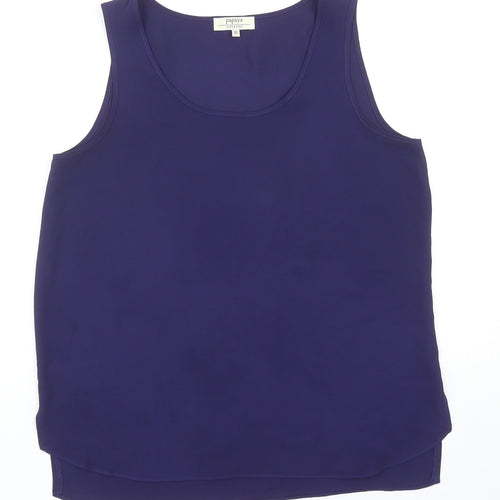 Papaya Womens Blue Polyester Basic Tank Size 10 Round Neck