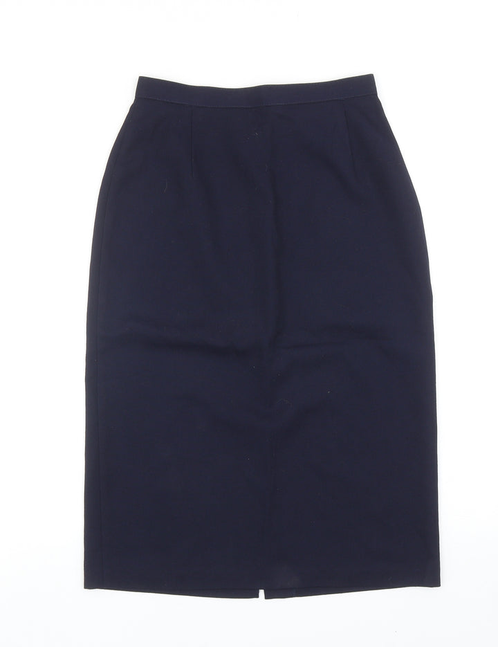 Preworn Womens Blue Polyester Straight & Pencil Skirt Size 10 Zip