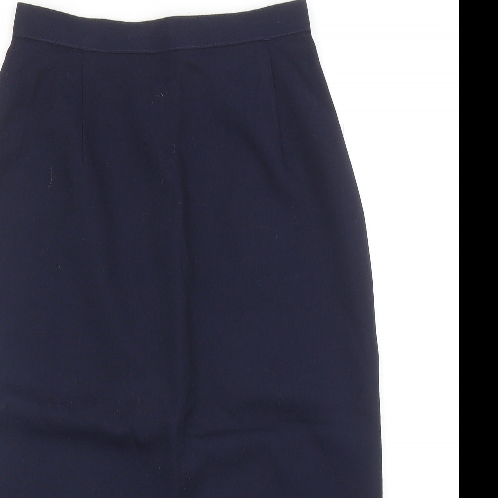 Preworn Womens Blue Polyester Straight & Pencil Skirt Size 10 Zip