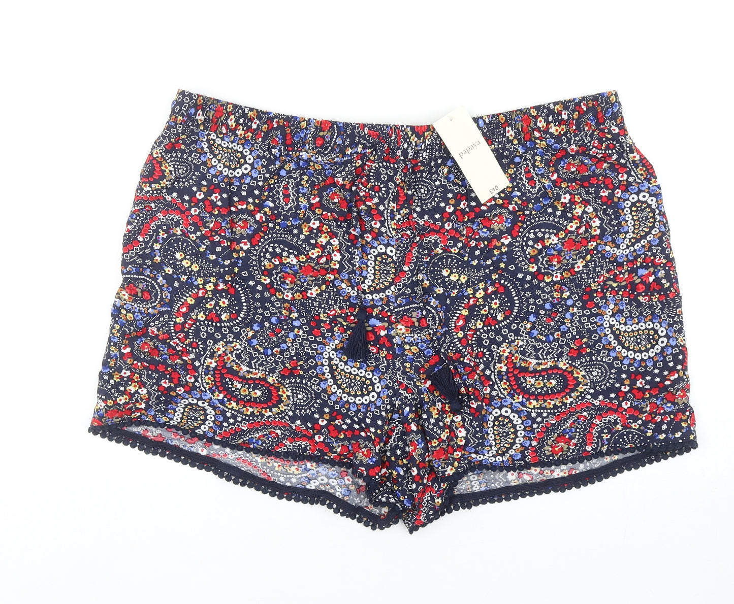 Papaya Womens Multicoloured Paisley Viscose Mom Shorts Size 18 Regular Drawstring