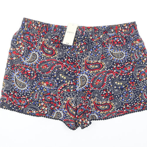 Papaya Womens Multicoloured Paisley Viscose Mom Shorts Size 18 Regular Drawstring