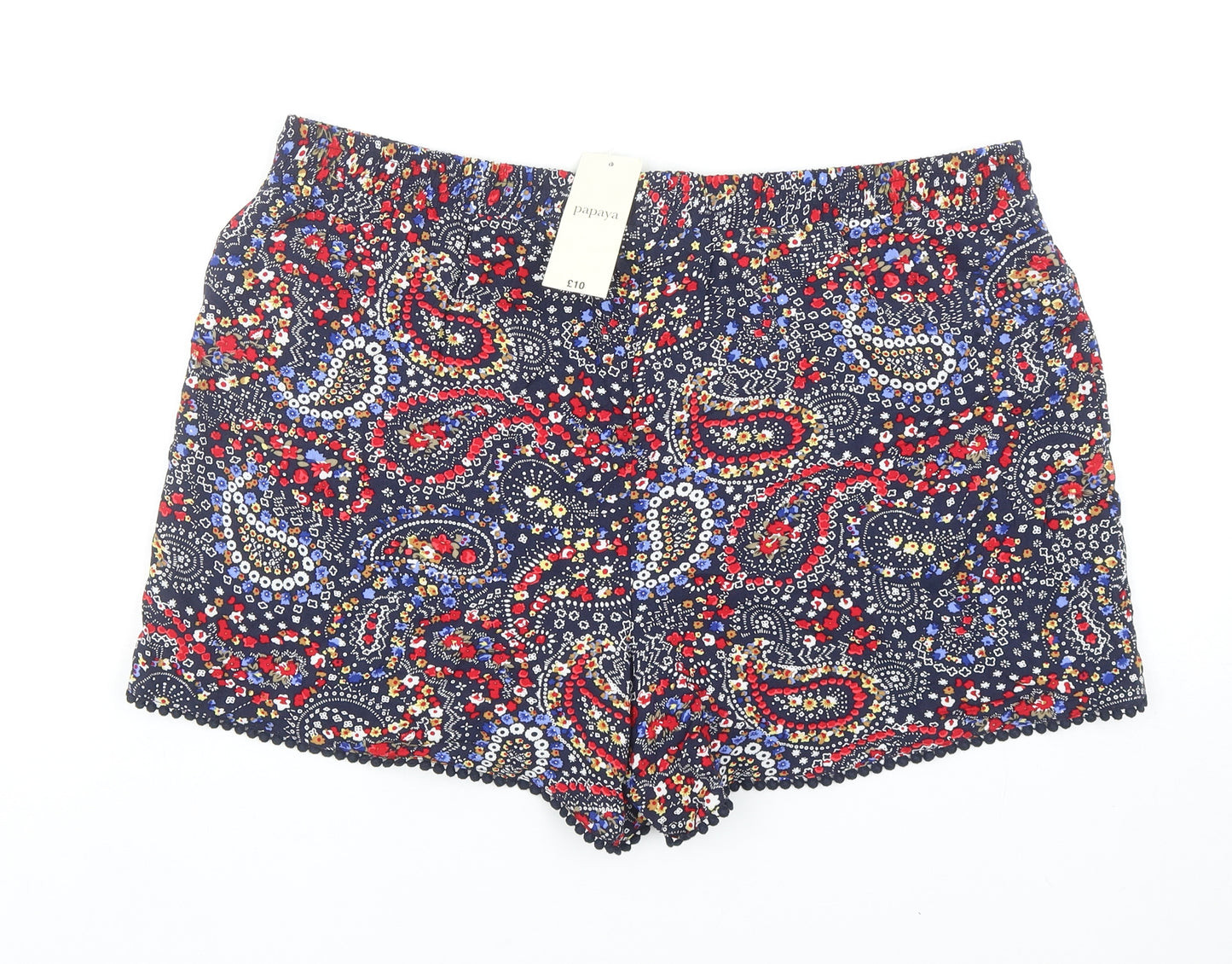 Papaya Womens Multicoloured Paisley Viscose Mom Shorts Size 18 Regular Drawstring