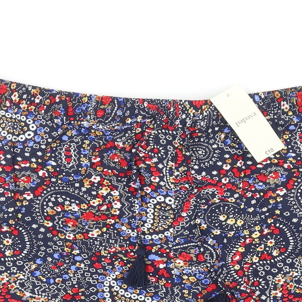 Papaya Womens Multicoloured Paisley Viscose Mom Shorts Size 18 Regular Drawstring