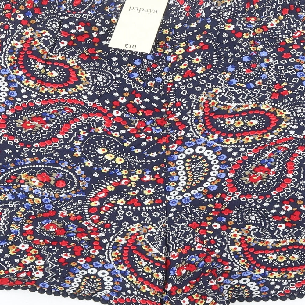 Papaya Womens Multicoloured Paisley Viscose Mom Shorts Size 18 Regular Drawstring