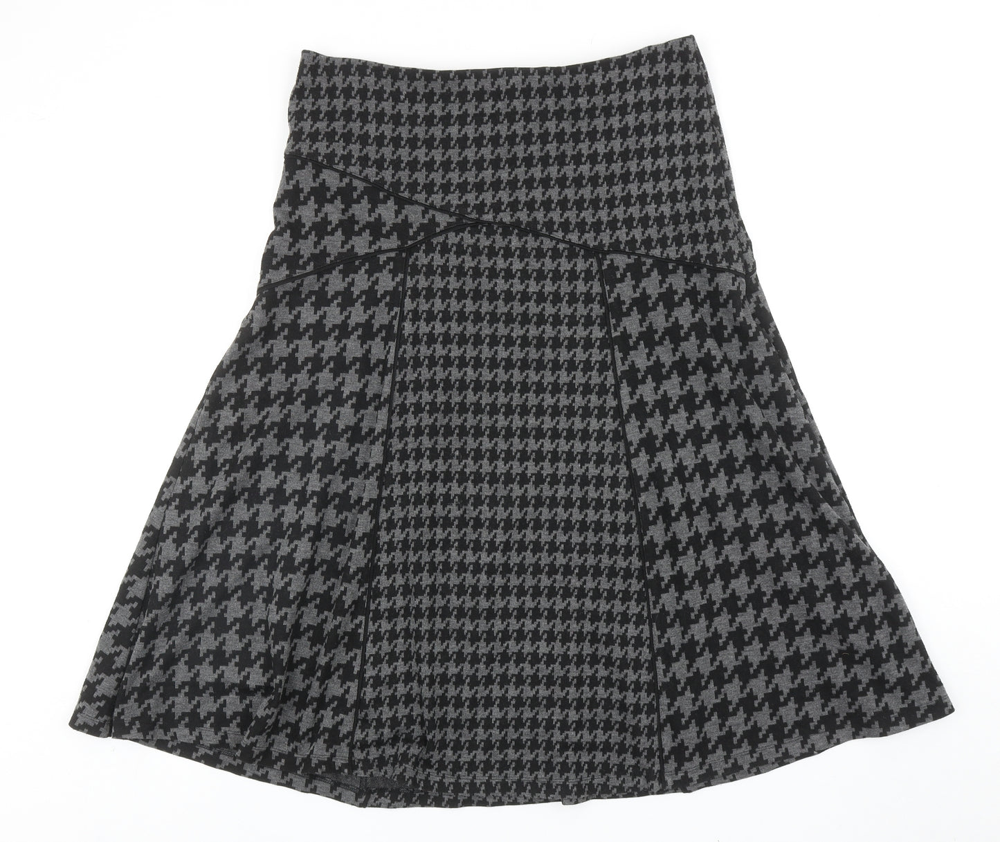 Per Una Womens Grey Geometric Polyester Flare Skirt Size 14 - Houndstooth Pattern