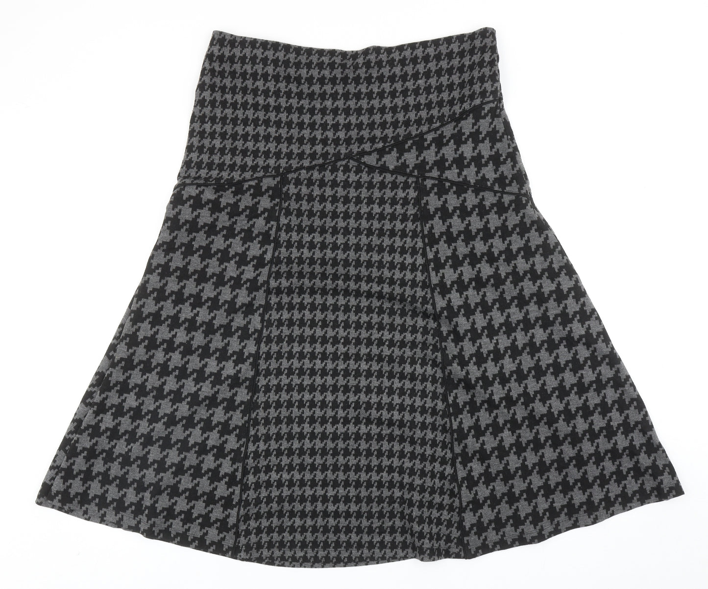 Per Una Womens Grey Geometric Polyester Flare Skirt Size 14 - Houndstooth Pattern