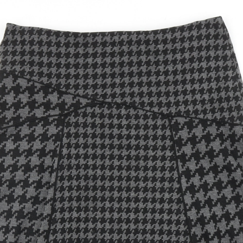 Per Una Womens Grey Geometric Polyester Flare Skirt Size 14 - Houndstooth Pattern