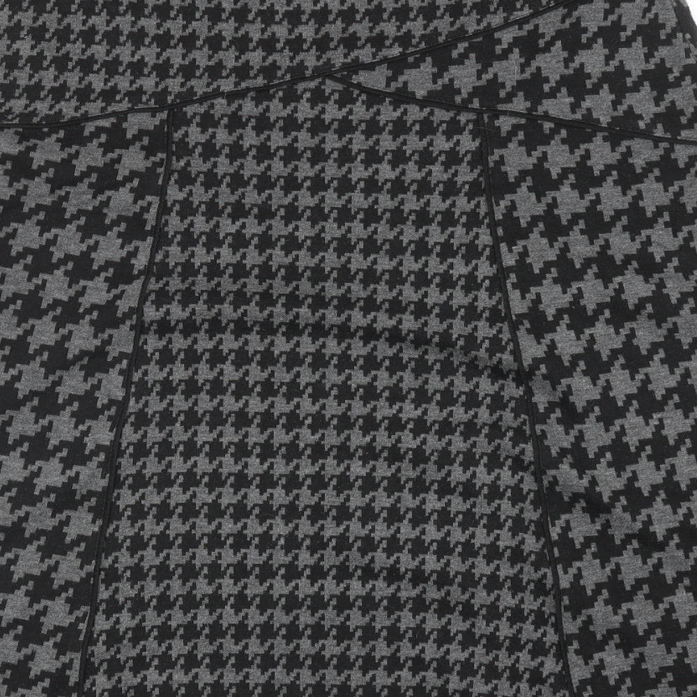 Per Una Womens Grey Geometric Polyester Flare Skirt Size 14 - Houndstooth Pattern