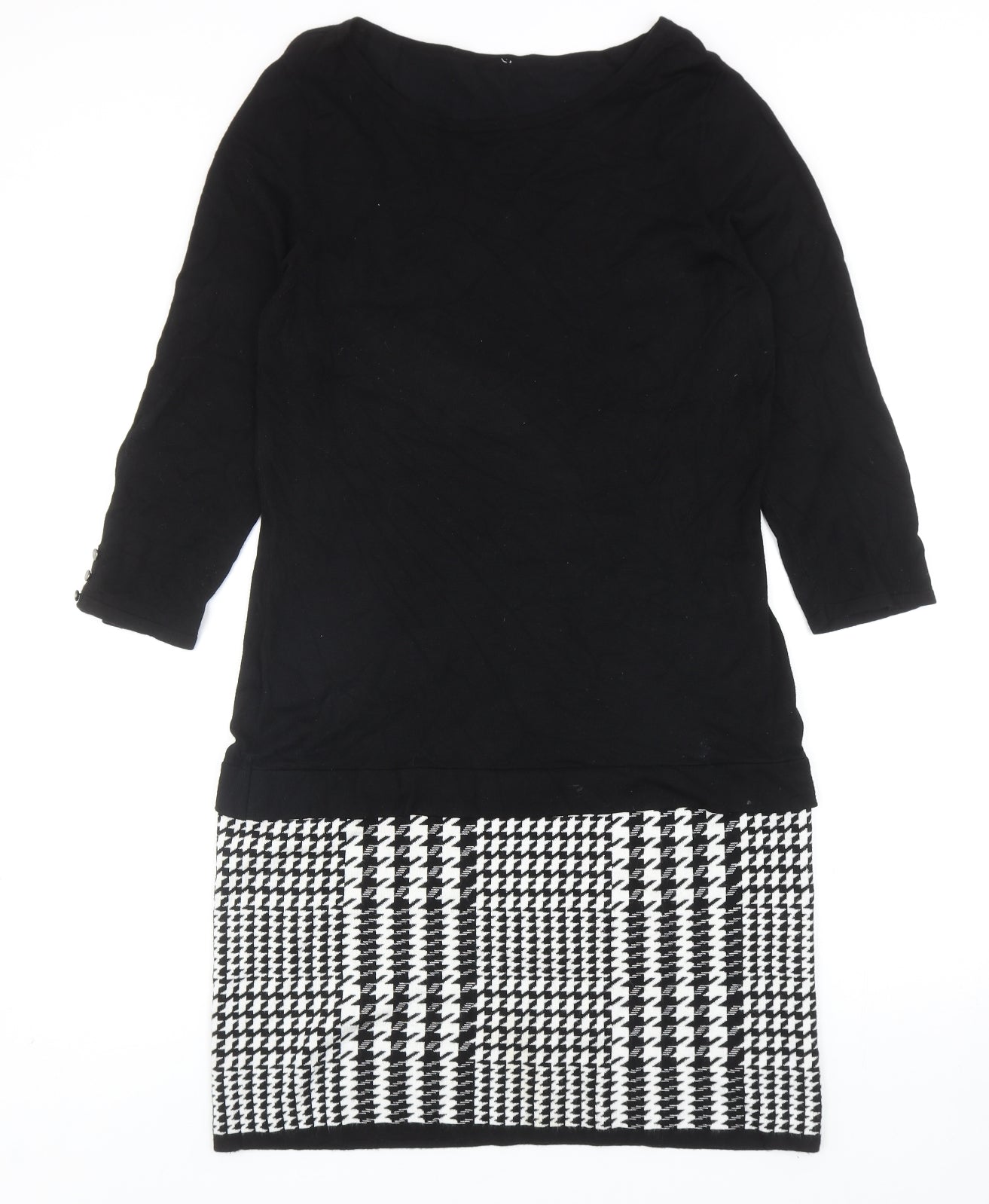 Preworn Womens Black Viscose Sheath Size M Round Neck Pullover