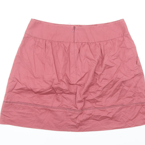 LOFT Womens Pink Cotton Mini Skirt Size 10 Zip