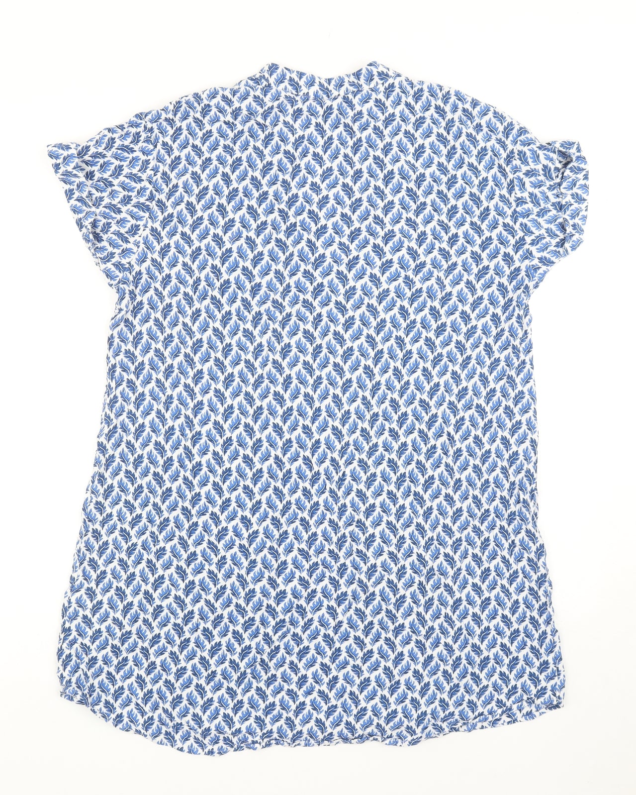 H&M Womens Blue Geometric Viscose Shirt Dress Size 10 V-Neck Pullover