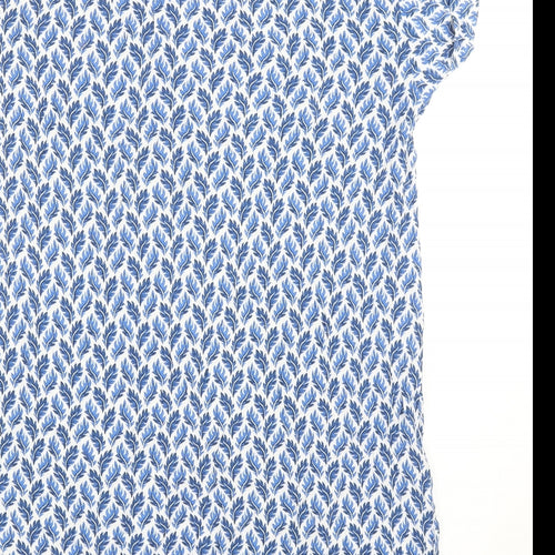 H&M Womens Blue Geometric Viscose Shirt Dress Size 10 V-Neck Pullover