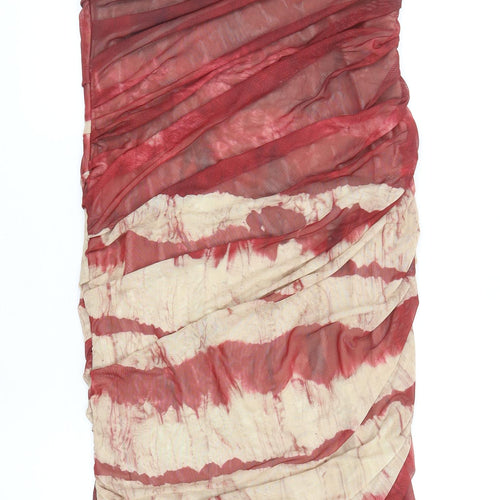 Zara Womens Red Polyester Bodycon Size M Off the Shoulder Zip
