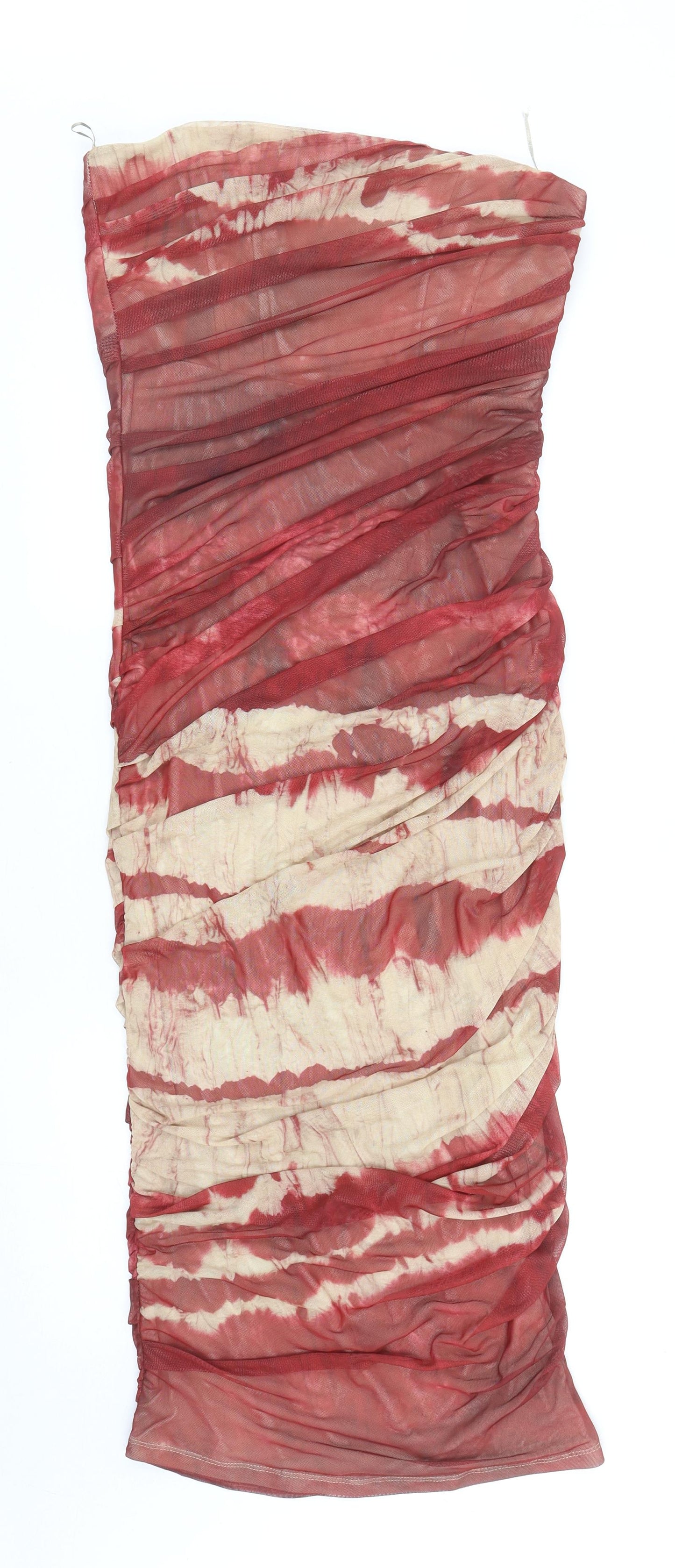 Zara Womens Red Polyester Bodycon Size M Off the Shoulder Zip