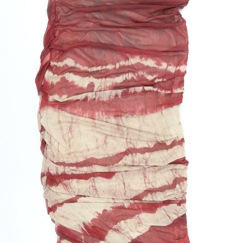 Zara Womens Red Polyester Bodycon Size M Off the Shoulder Zip