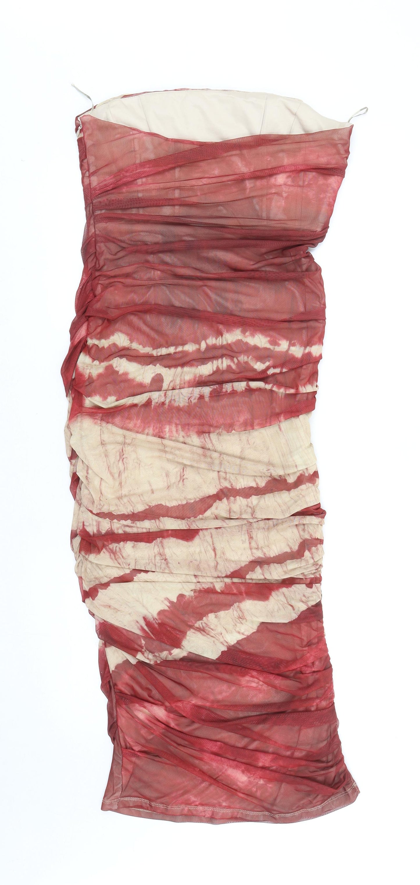 Zara Womens Red Polyester Bodycon Size M Off the Shoulder Zip