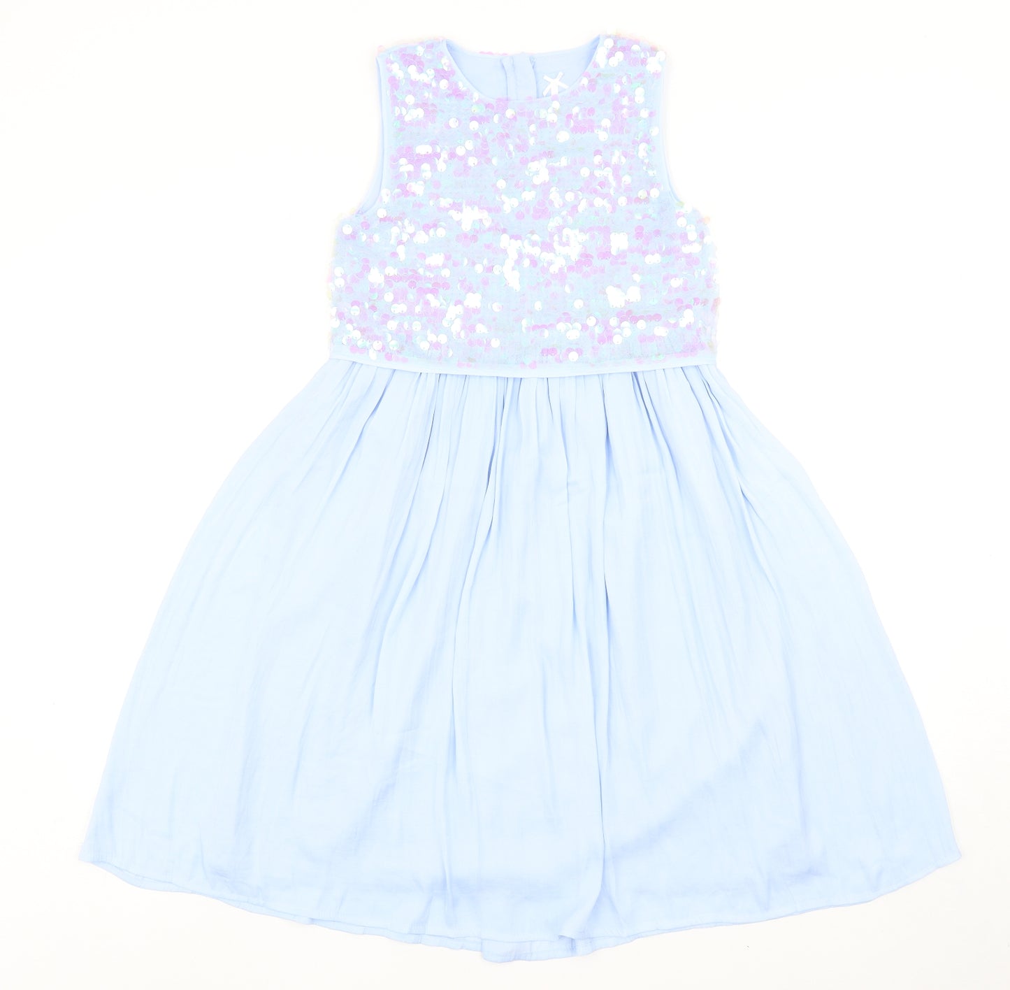 NEXT Girls Blue Polyester Skater Dress Size 9 Years Round Neck Zip