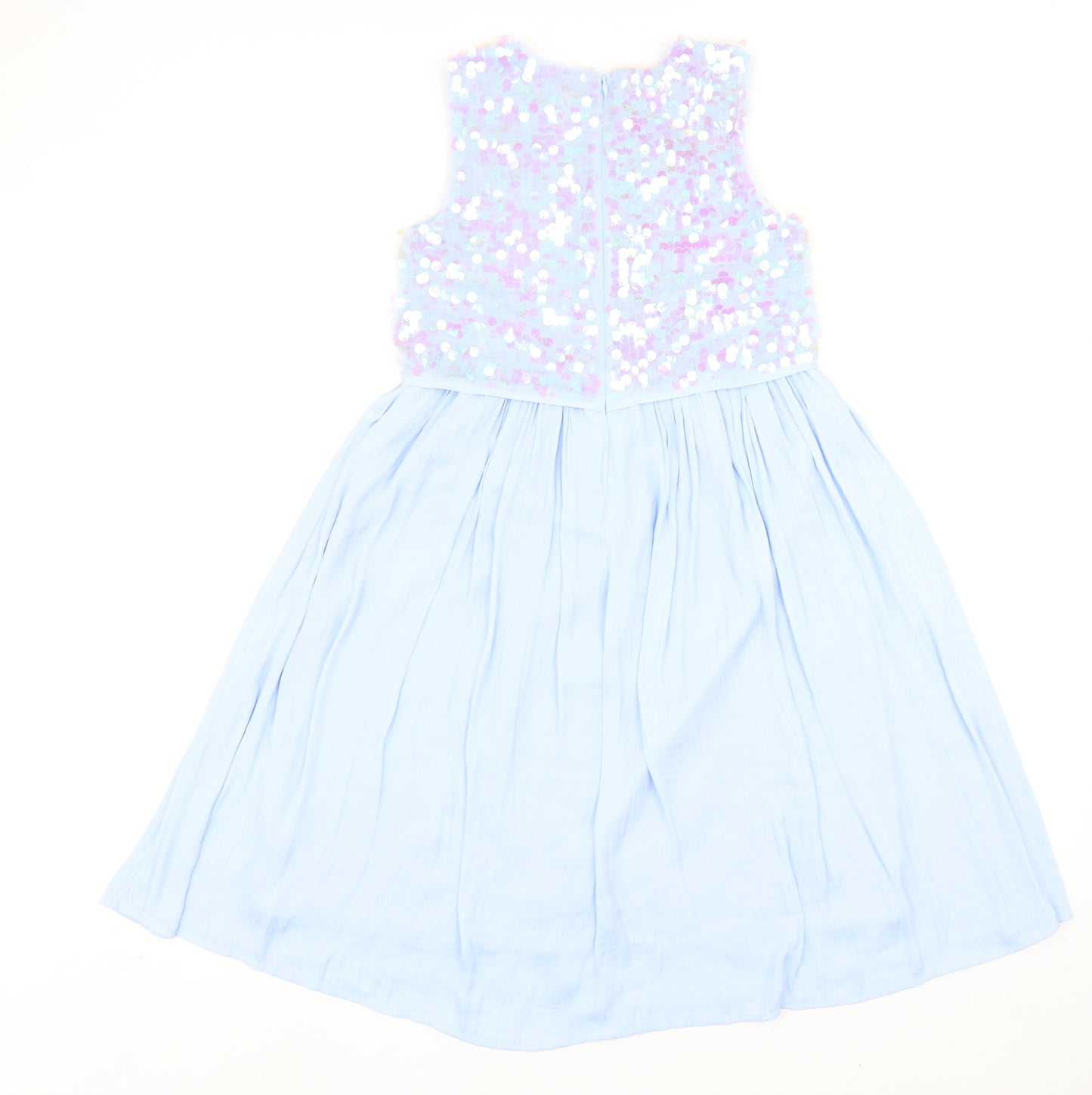 NEXT Girls Blue Polyester Skater Dress Size 9 Years Round Neck Zip