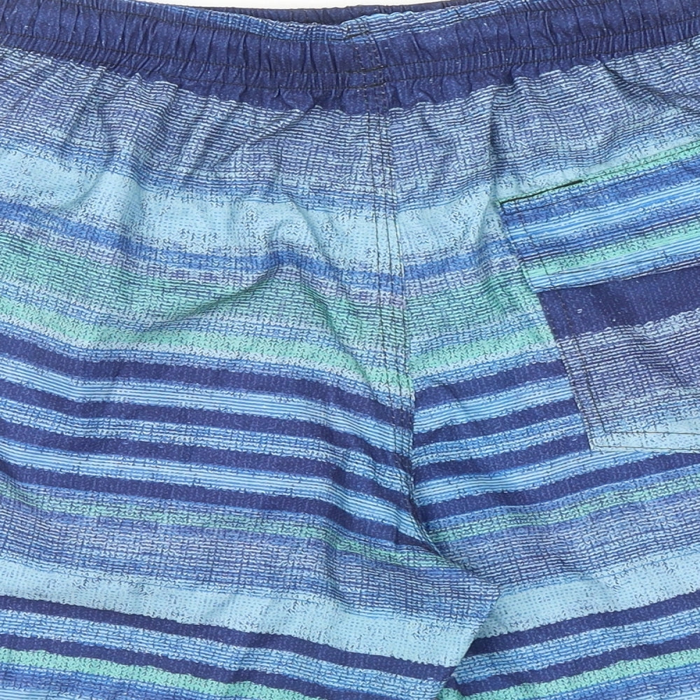 Preworn Mens Blue Striped Polyester Sweat Shorts Size 32 in Regular Drawstring