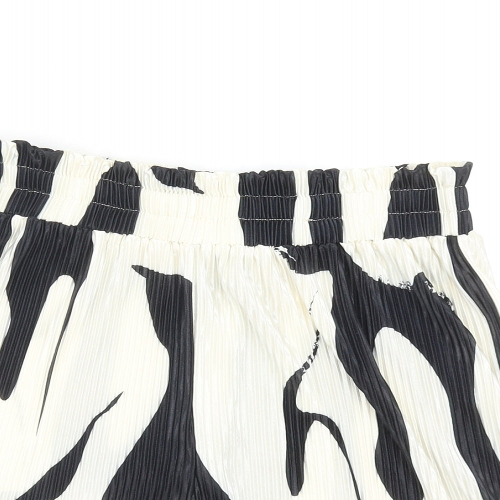SheIn Womens Ivory Geometric Polyester Mom Shorts Size M Regular Pull On